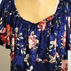 LLR Cici Off Shoulder Crushed Velvet Dress Womens 2XL
